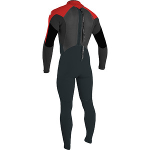 2022 O'Neill Youth Epic 4/3mm Rug Ritssluiting Gbs Wetsuit 4216B - Gunmetal / Black / Red